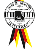 Сертификат Союза германских производителей фортепиано (BVK) 100% «made in Germany»
